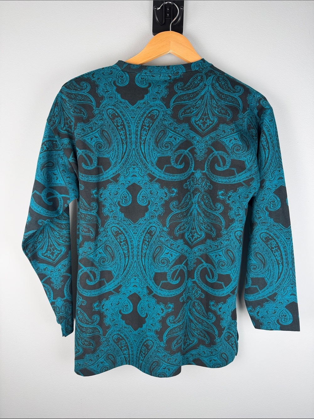 Vintage Duet Teal Paisley Tee Layering Whimsy Retro - Picture 6 of 8
